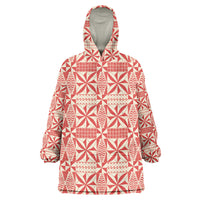 Red Ngatu Pattern Malo e Lelei Tonga Wearable Blanket Hoodie