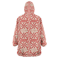 Red Ngatu Pattern Malo e Lelei Tonga Wearable Blanket Hoodie