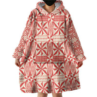 Red Ngatu Pattern Malo e Lelei Tonga Wearable Blanket Hoodie