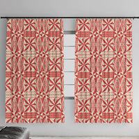Red Ngatu Pattern Malo e Lelei Tonga Window Curtain