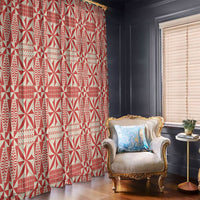 Red Ngatu Pattern Malo e Lelei Tonga Window Curtain