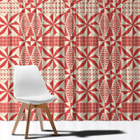 Red Ngatu Pattern Malo e Lelei Tonga Window Curtain