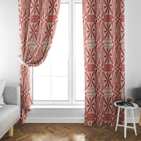Red Ngatu Pattern Malo e Lelei Tonga Window Curtain