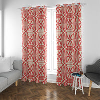 Red Ngatu Pattern Malo e Lelei Tonga Window Curtain