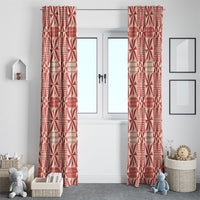 Red Ngatu Pattern Malo e Lelei Tonga Window Curtain