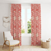 Red Ngatu Pattern Malo e Lelei Tonga Window Curtain