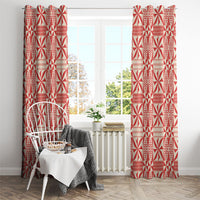 Red Ngatu Pattern Malo e Lelei Tonga Window Curtain