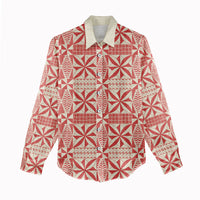 Red Ngatu Pattern Malo e Lelei Tonga Women Casual Shirt