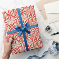 Red Ngatu Pattern Malo e Lelei Tonga Wrapping Paper