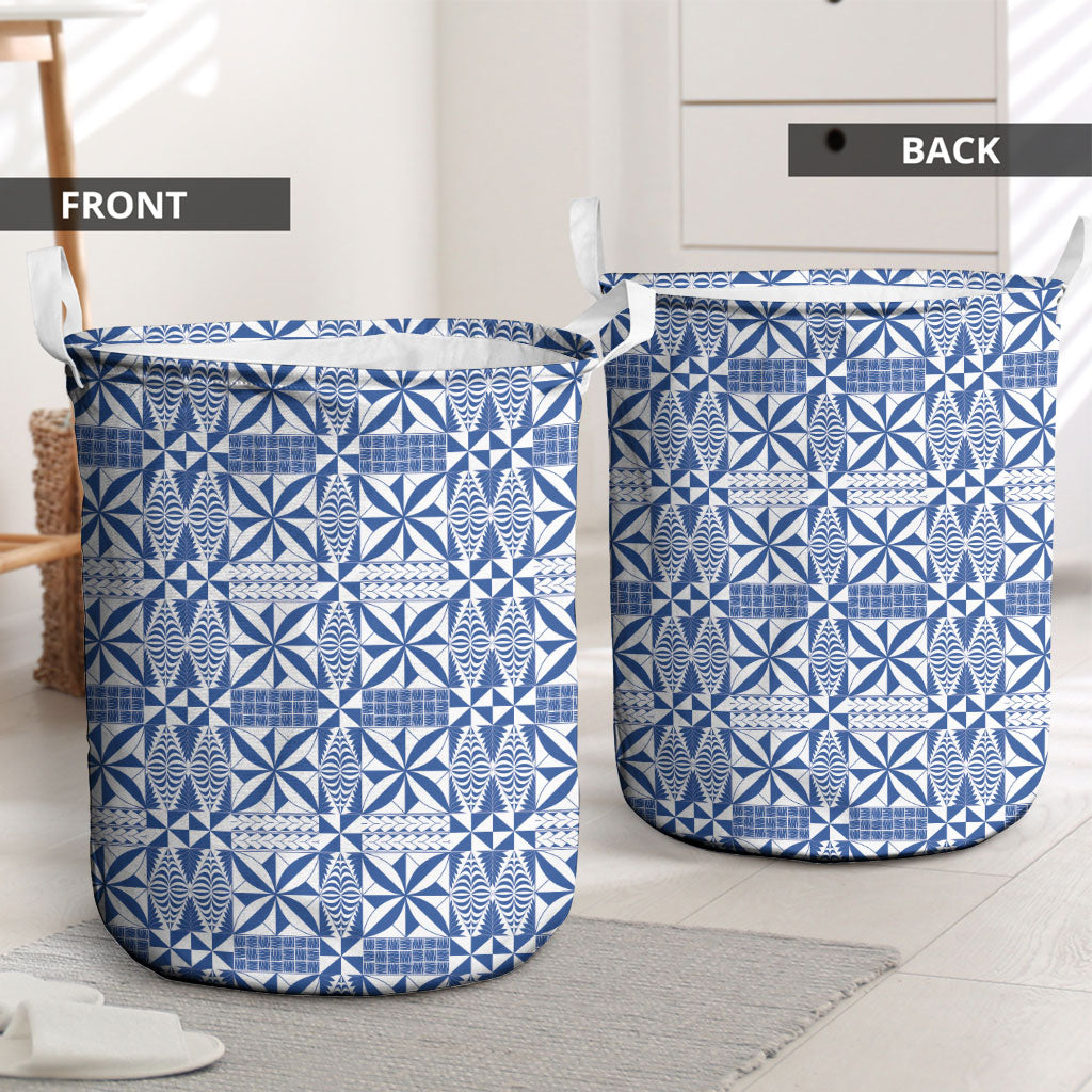 Blue Ngatu Pattern Malo e Lelei Tonga Laundry Basket
