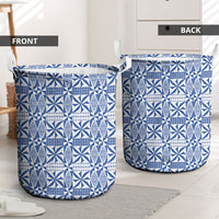 Blue Ngatu Pattern Malo e Lelei Tonga Laundry Basket