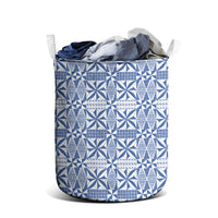Blue Ngatu Pattern Malo e Lelei Tonga Laundry Basket