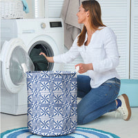 Blue Ngatu Pattern Malo e Lelei Tonga Laundry Basket