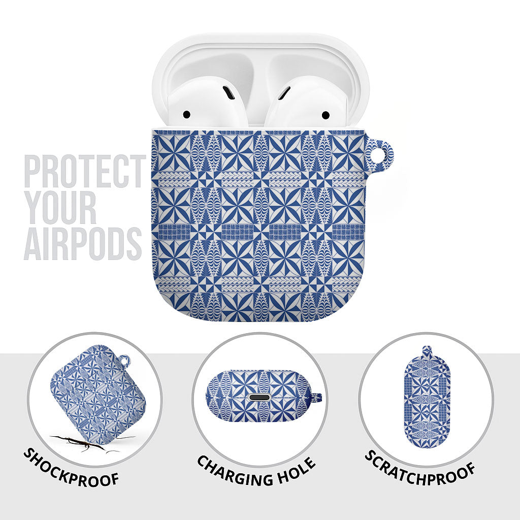 Blue Ngatu Pattern Malo e Lelei Tonga AirPods Case