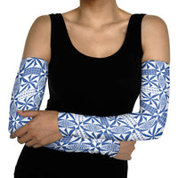 Blue Ngatu Pattern Malo e Lelei Tonga Arm Sleeves