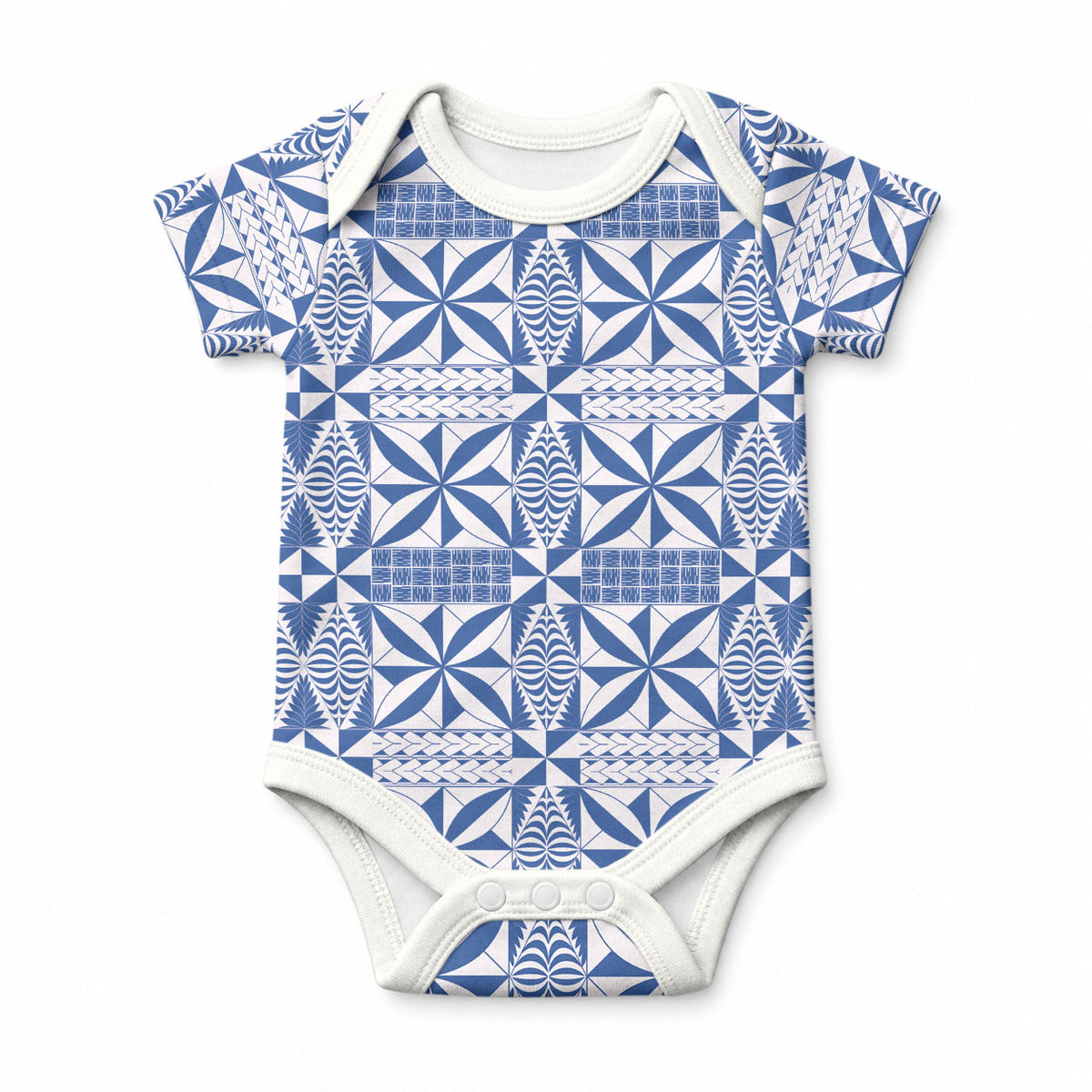 Blue Ngatu Pattern Malo e Lelei Tonga Baby Onesie