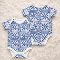 Blue Ngatu Pattern Malo e Lelei Tonga Baby Onesie
