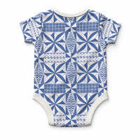Blue Ngatu Pattern Malo e Lelei Tonga Baby Onesie