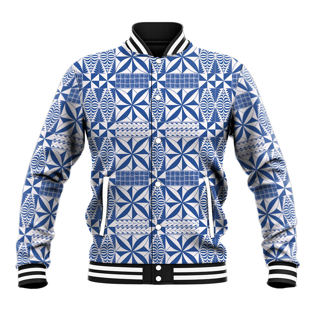 Blue Ngatu Pattern Malo e Lelei Tonga Baseball Jacket