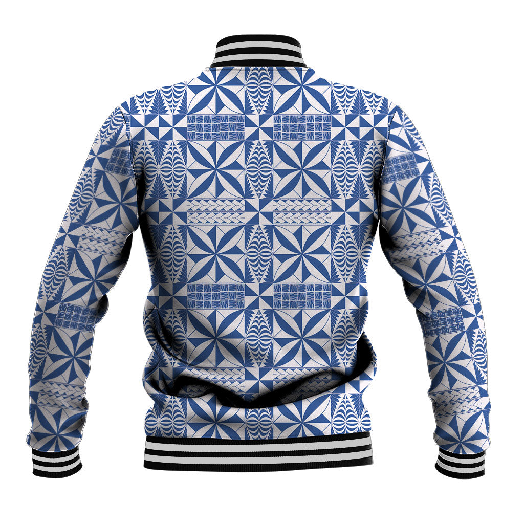 Blue Ngatu Pattern Malo e Lelei Tonga Baseball Jacket