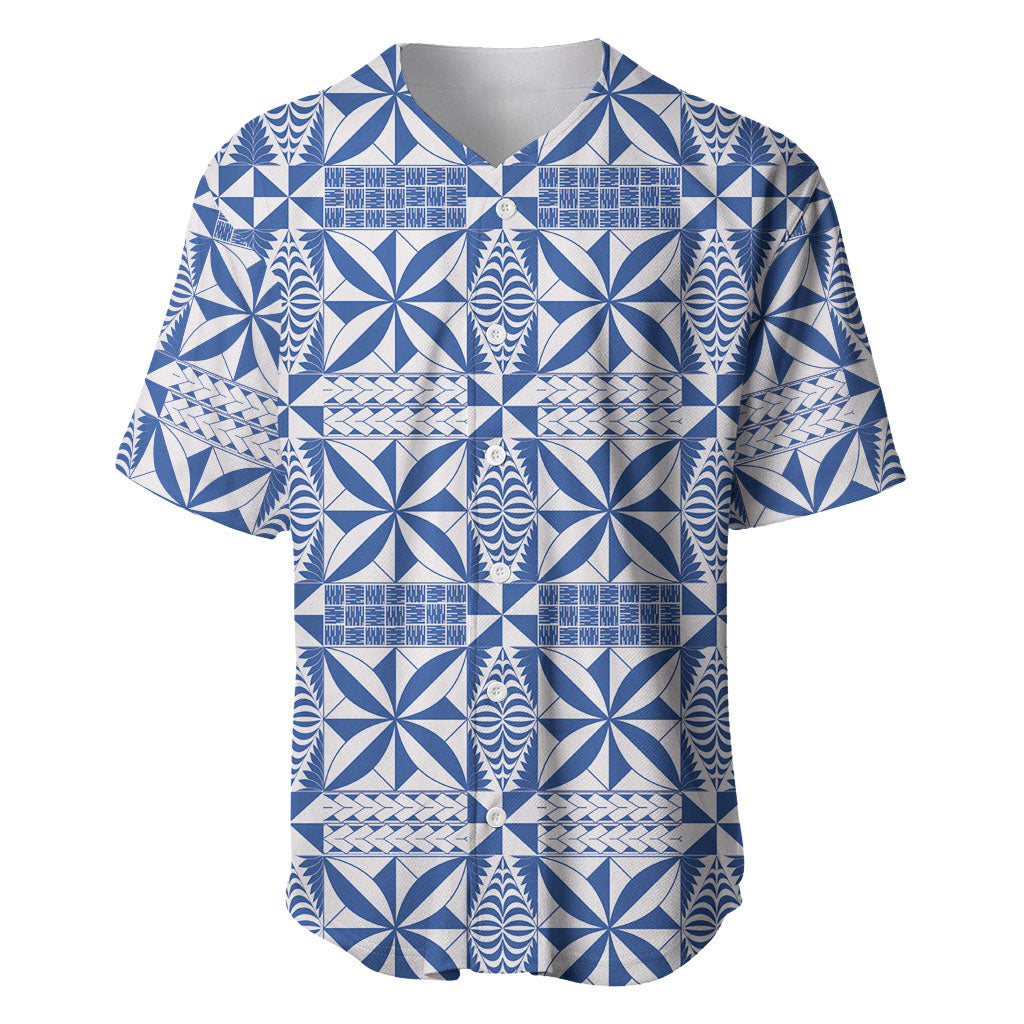Blue Ngatu Pattern Malo e Lelei Tonga Baseball Jersey