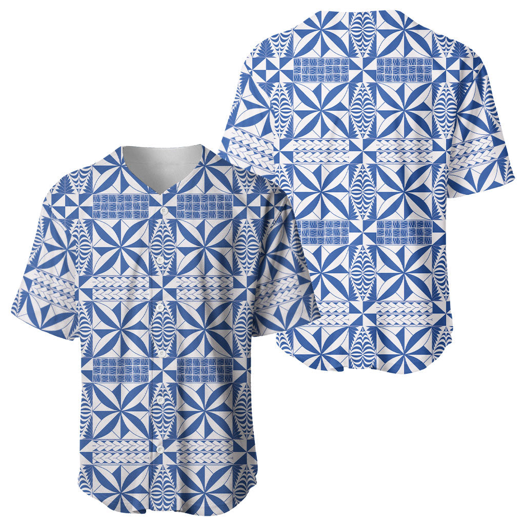 Blue Ngatu Pattern Malo e Lelei Tonga Baseball Jersey