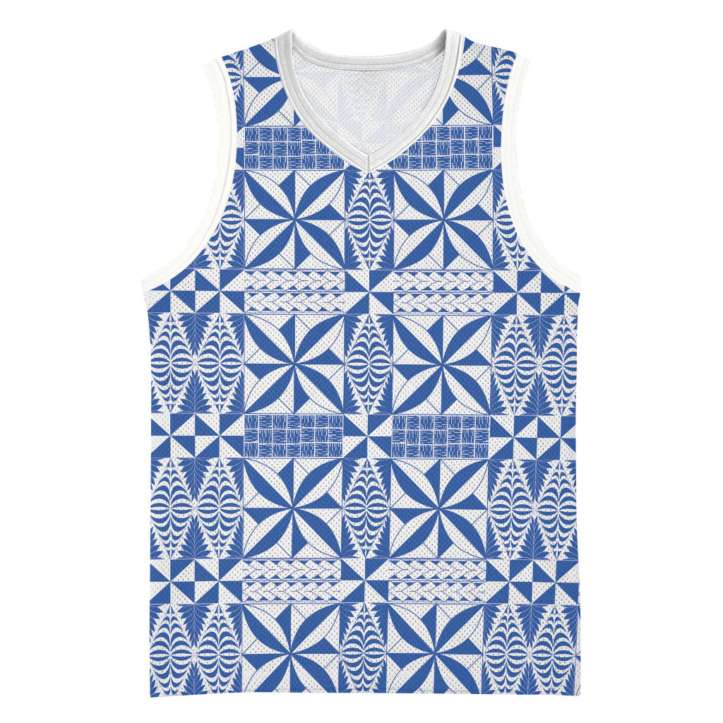 Blue Ngatu Pattern Malo e Lelei Tonga Basketball Jersey
