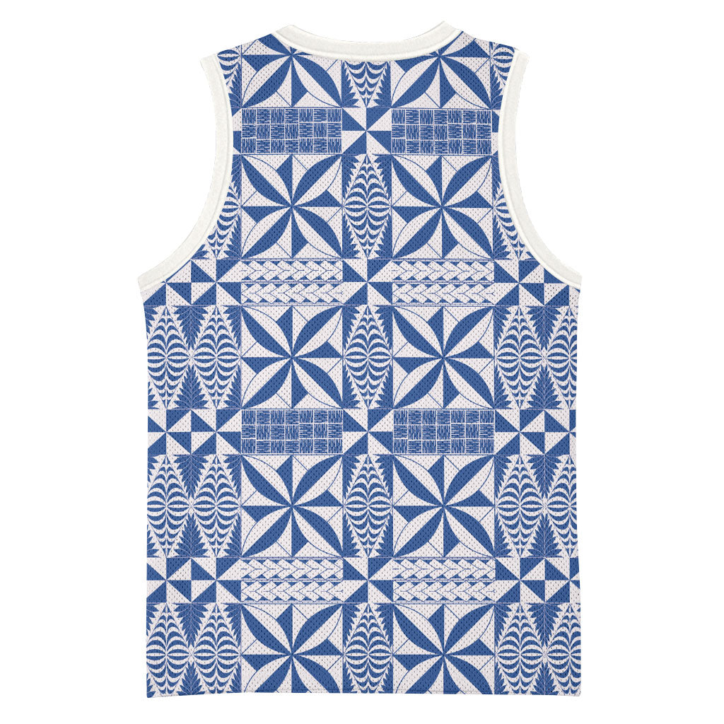 Blue Ngatu Pattern Malo e Lelei Tonga Basketball Jersey