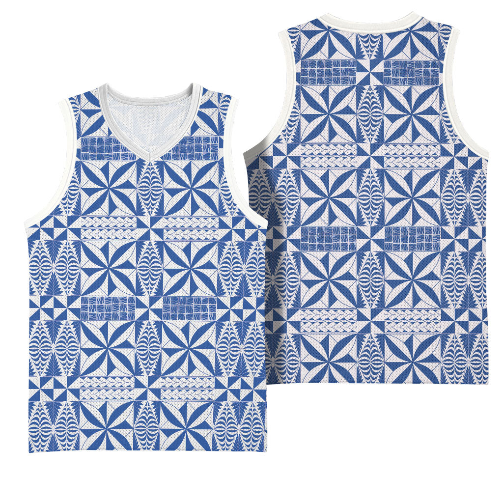Blue Ngatu Pattern Malo e Lelei Tonga Basketball Jersey