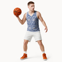 Blue Ngatu Pattern Malo e Lelei Tonga Basketball Jersey