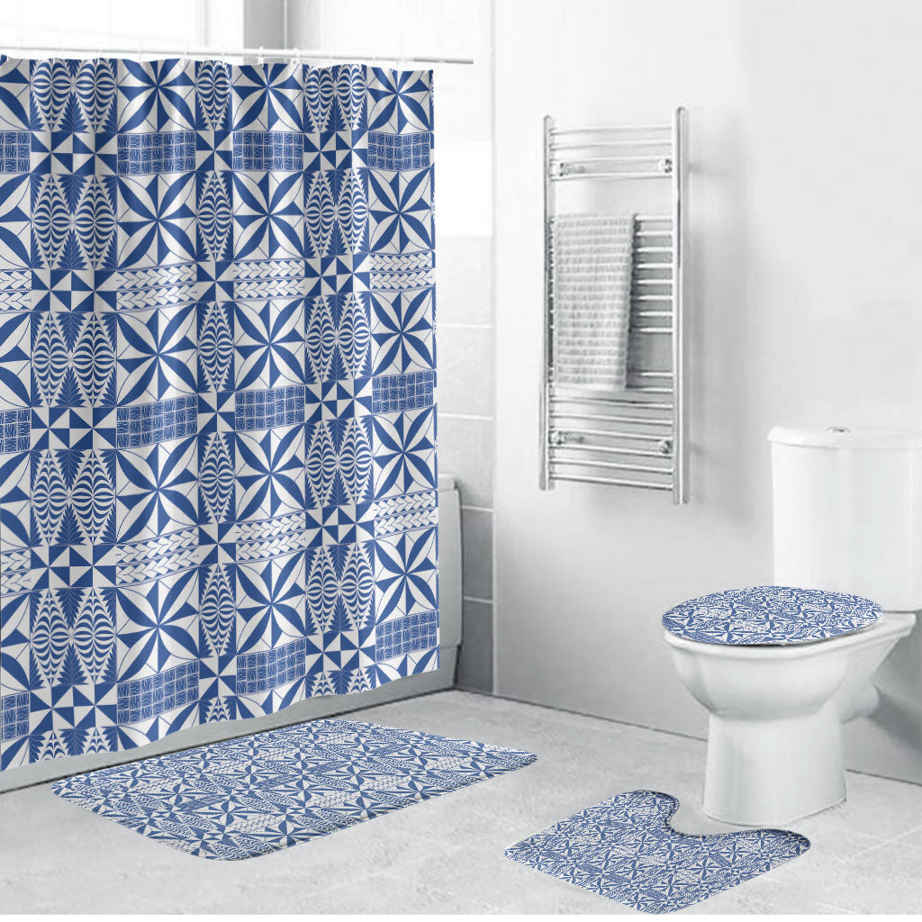 Blue Ngatu Pattern Malo e Lelei Tonga Bathroom Set