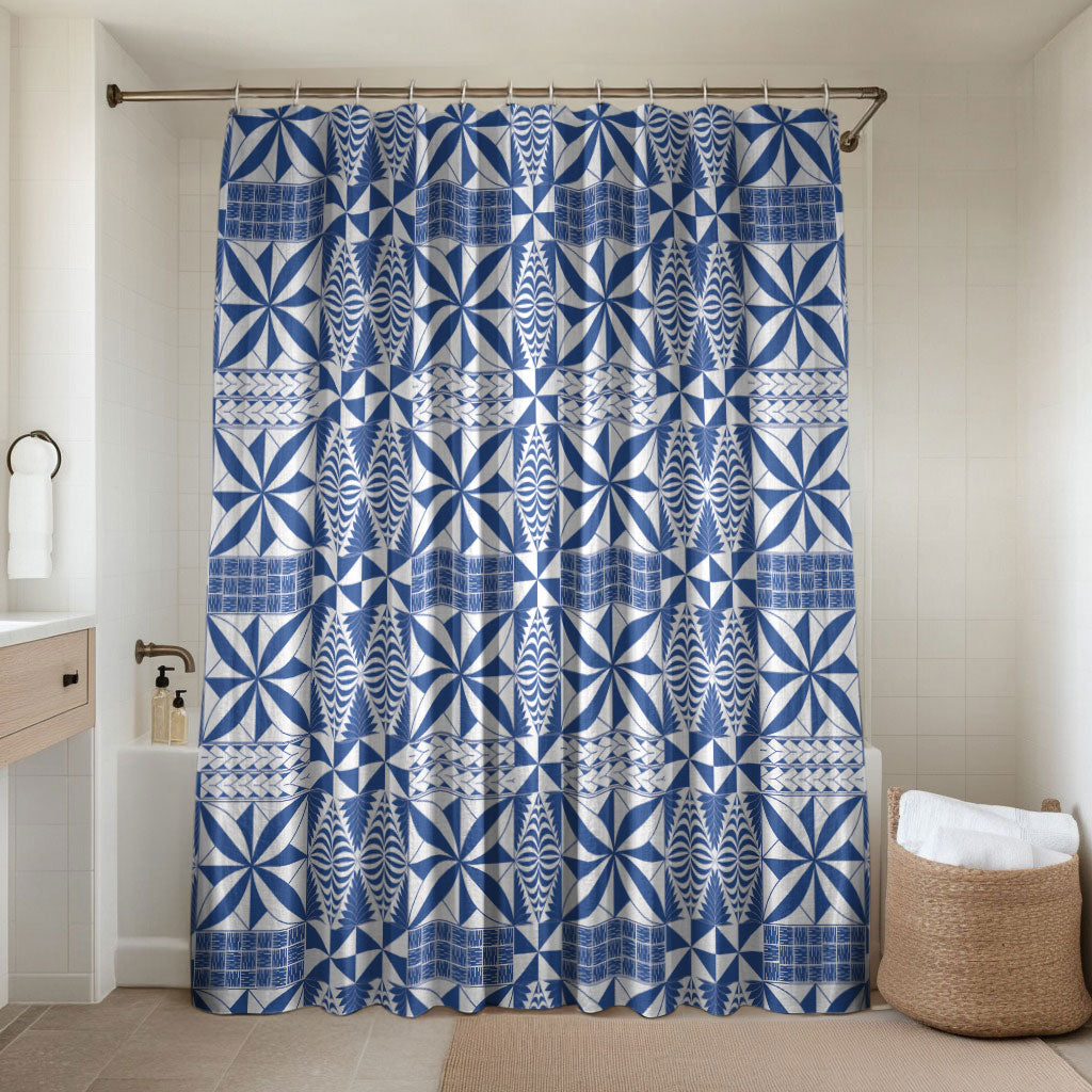 Blue Ngatu Pattern Malo e Lelei Tonga Bathroom Set