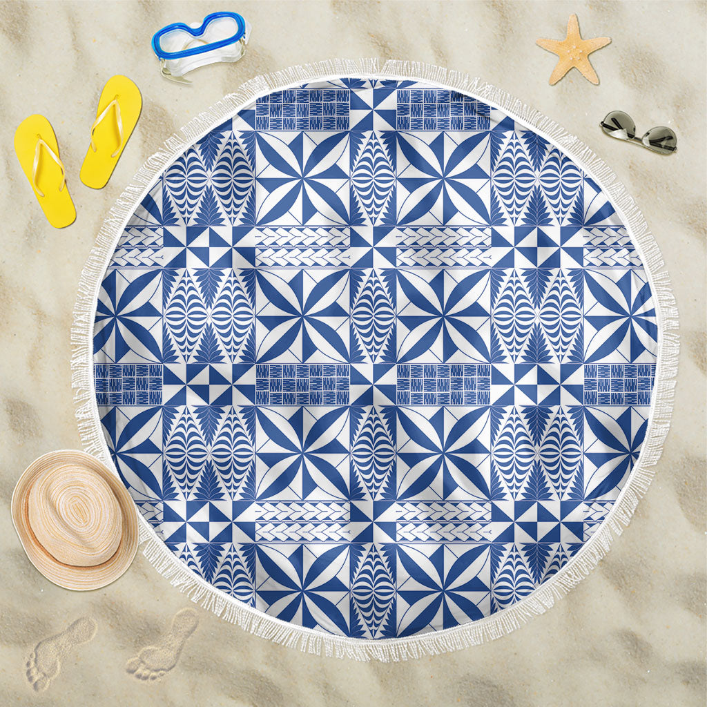 Blue Ngatu Pattern Malo e Lelei Tonga Beach Blanket