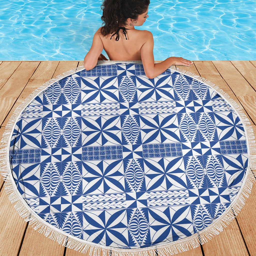 Blue Ngatu Pattern Malo e Lelei Tonga Beach Blanket