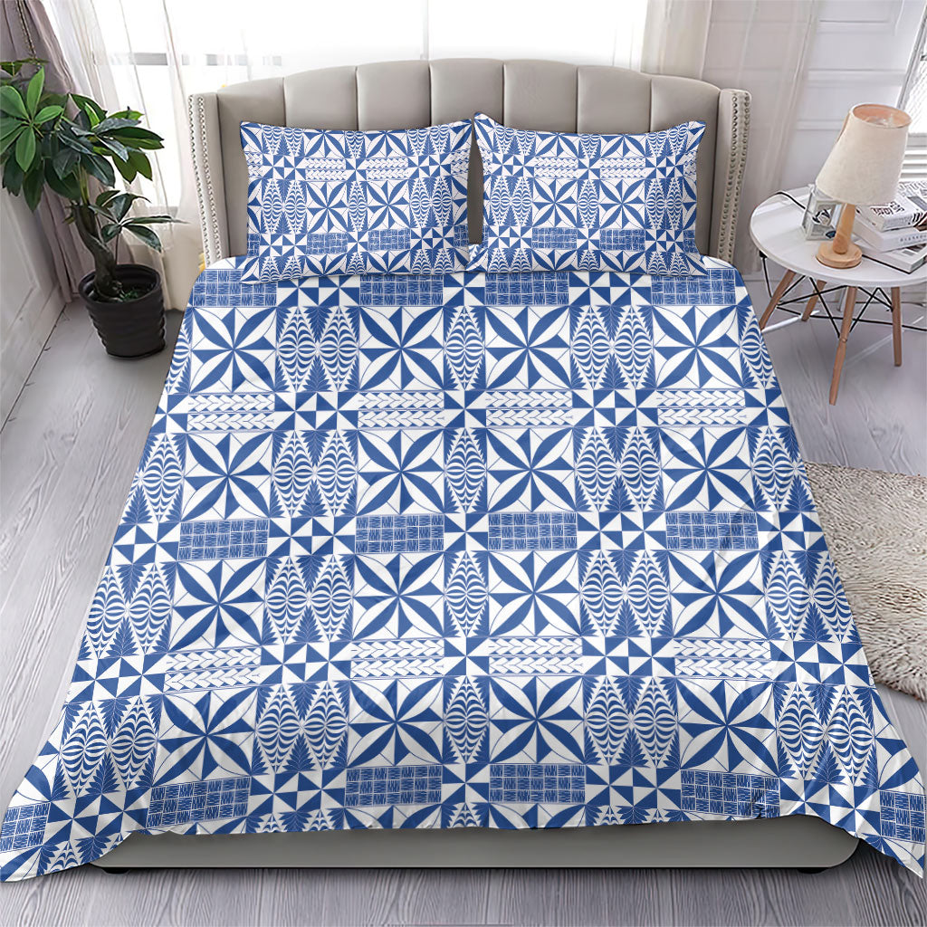 Blue Ngatu Pattern Malo e Lelei Tonga Bedding Set