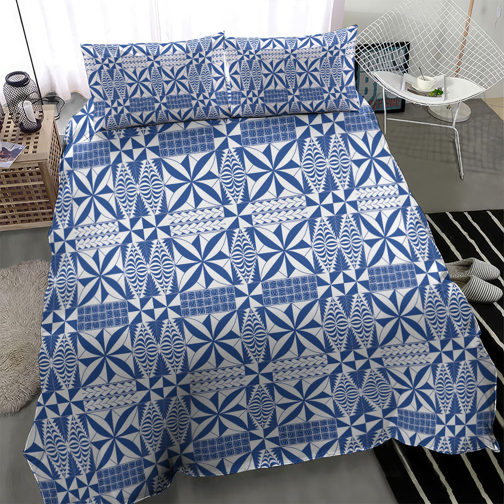 Blue Ngatu Pattern Malo e Lelei Tonga Bedding Set