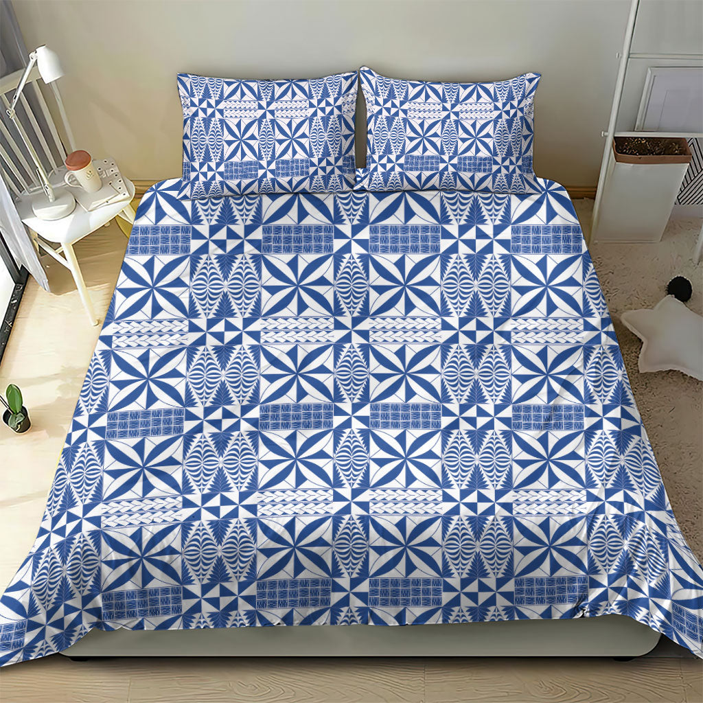 Blue Ngatu Pattern Malo e Lelei Tonga Bedding Set