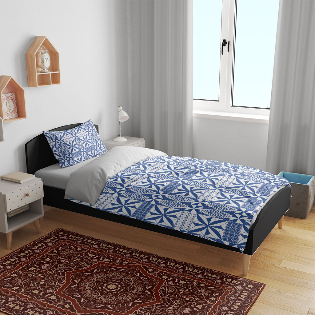 Blue Ngatu Pattern Malo e Lelei Tonga Bedding Set