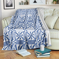 Blue Ngatu Pattern Malo e Lelei Tonga Blanket
