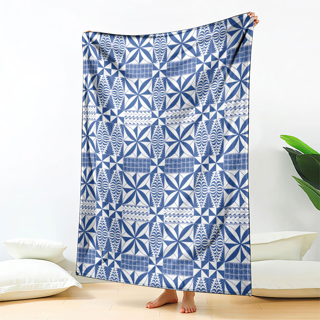 Blue Ngatu Pattern Malo e Lelei Tonga Blanket