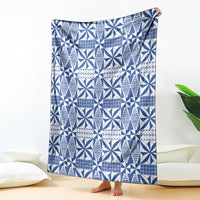 Blue Ngatu Pattern Malo e Lelei Tonga Blanket