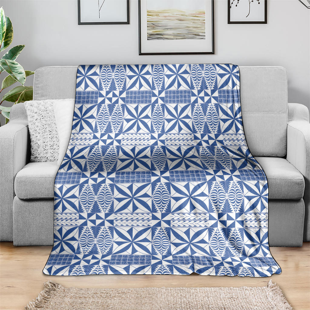 Blue Ngatu Pattern Malo e Lelei Tonga Blanket