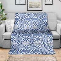 Blue Ngatu Pattern Malo e Lelei Tonga Blanket