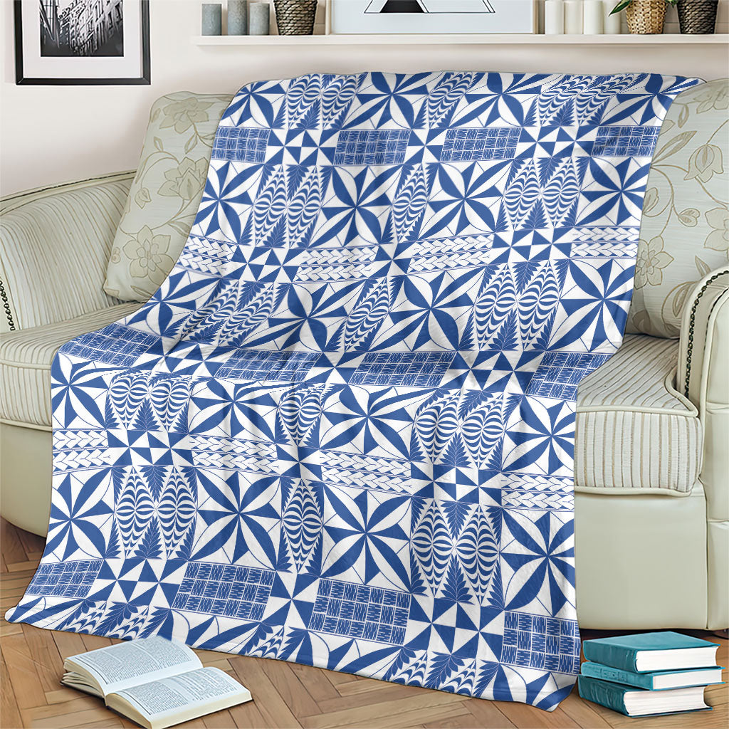 Blue Ngatu Pattern Malo e Lelei Tonga Blanket