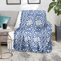 Blue Ngatu Pattern Malo e Lelei Tonga Blanket