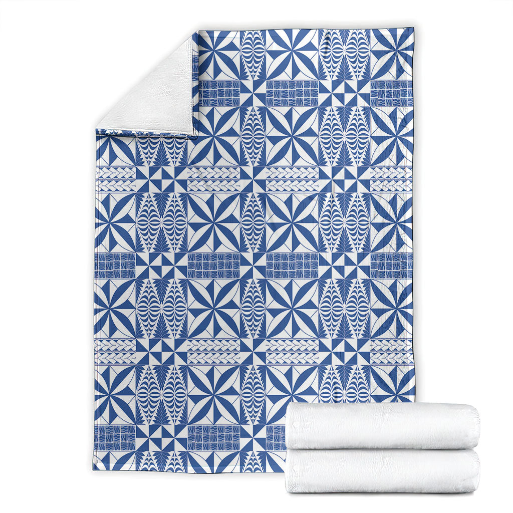 Blue Ngatu Pattern Malo e Lelei Tonga Blanket