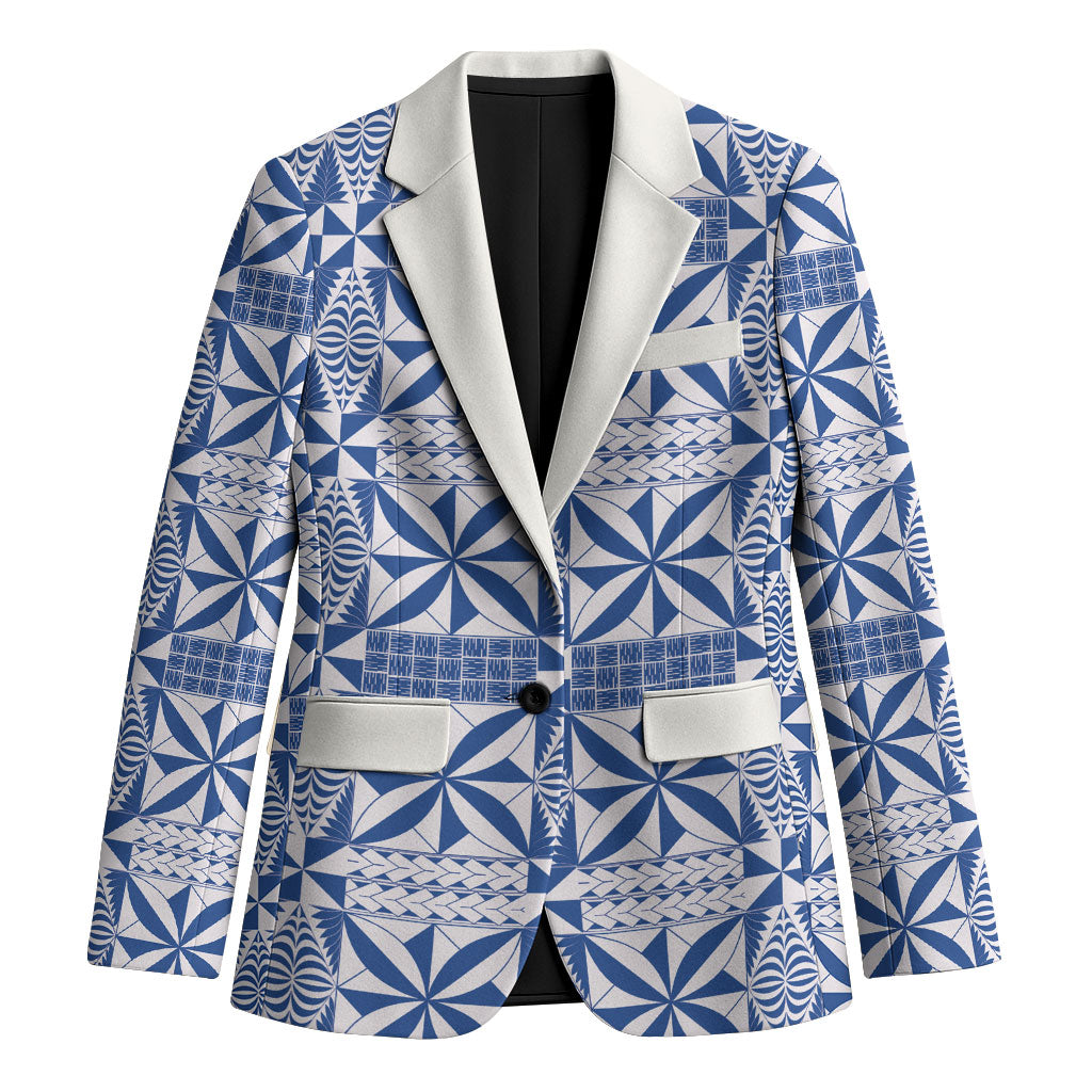Blue Ngatu Pattern Malo e Lelei Tonga Blazer