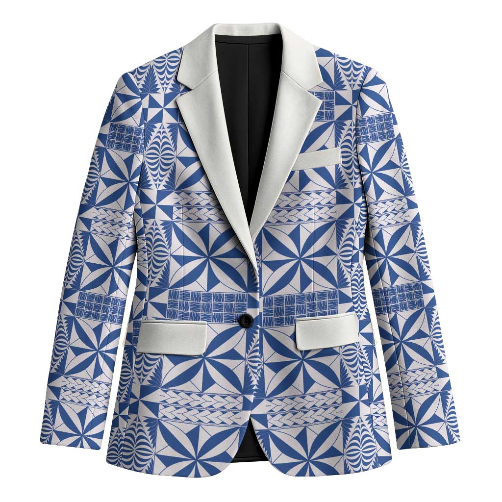 Blue Ngatu Pattern Malo e Lelei Tonga Blazer LT14 Unisex Blue - Polynesian Pride