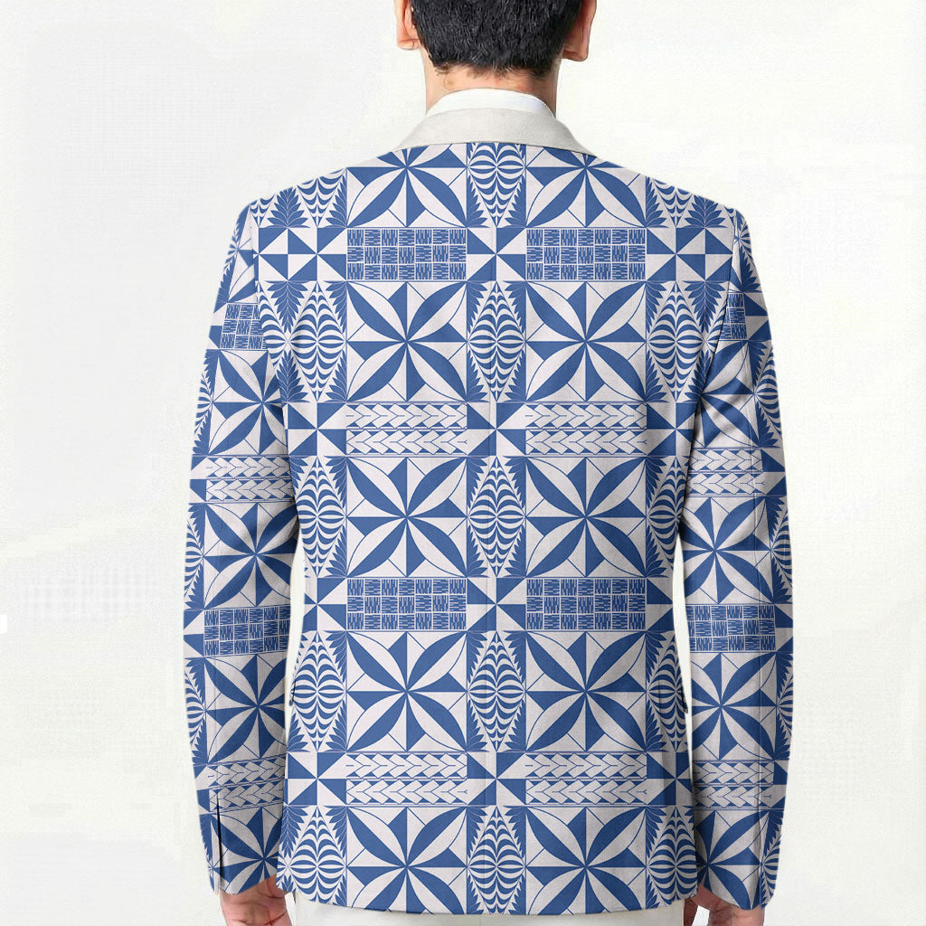 Blue Ngatu Pattern Malo e Lelei Tonga Blazer
