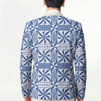 Blue Ngatu Pattern Malo e Lelei Tonga Blazer